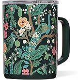 Corkcicle x Rifle Paper Co. Triple Insulated Coffee Mug with Lid & Handle - Keeps Beverages Hot for 3+ Hours - Gift for Mom - Great for Mother's Day or Christmas - 16 oz - Peacock Blue