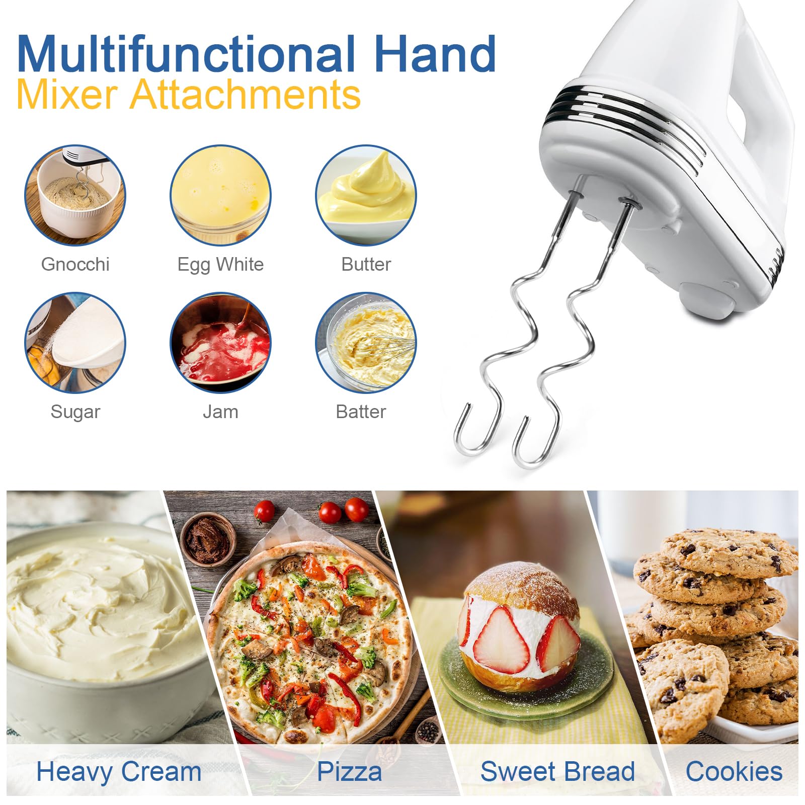 Hand Mixer Dough Hooks Replacement for Cuisinart - CHM Series Hand Mixer Parts,HM-50 HM-70 CHM-3 CHM-7PK Hand Mixers Dough Hook Stainless Steel Attachment,2 Pack