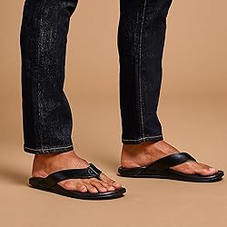 OLUKAI Mekila Men's Beach Sandals, Full-Grain