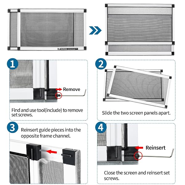 YOOCHEE EXPANDABLE WINDOW SCREEN, 2 PACK ADJUSTABLE WINDOW SCREEN (15″ H X 21″ – 40″ W) – MEDIUM REPLACEMENT WINDOW SCREENS WITH FRAME, DURABLE REPLACEMENT SCREEN FOR WINDOW