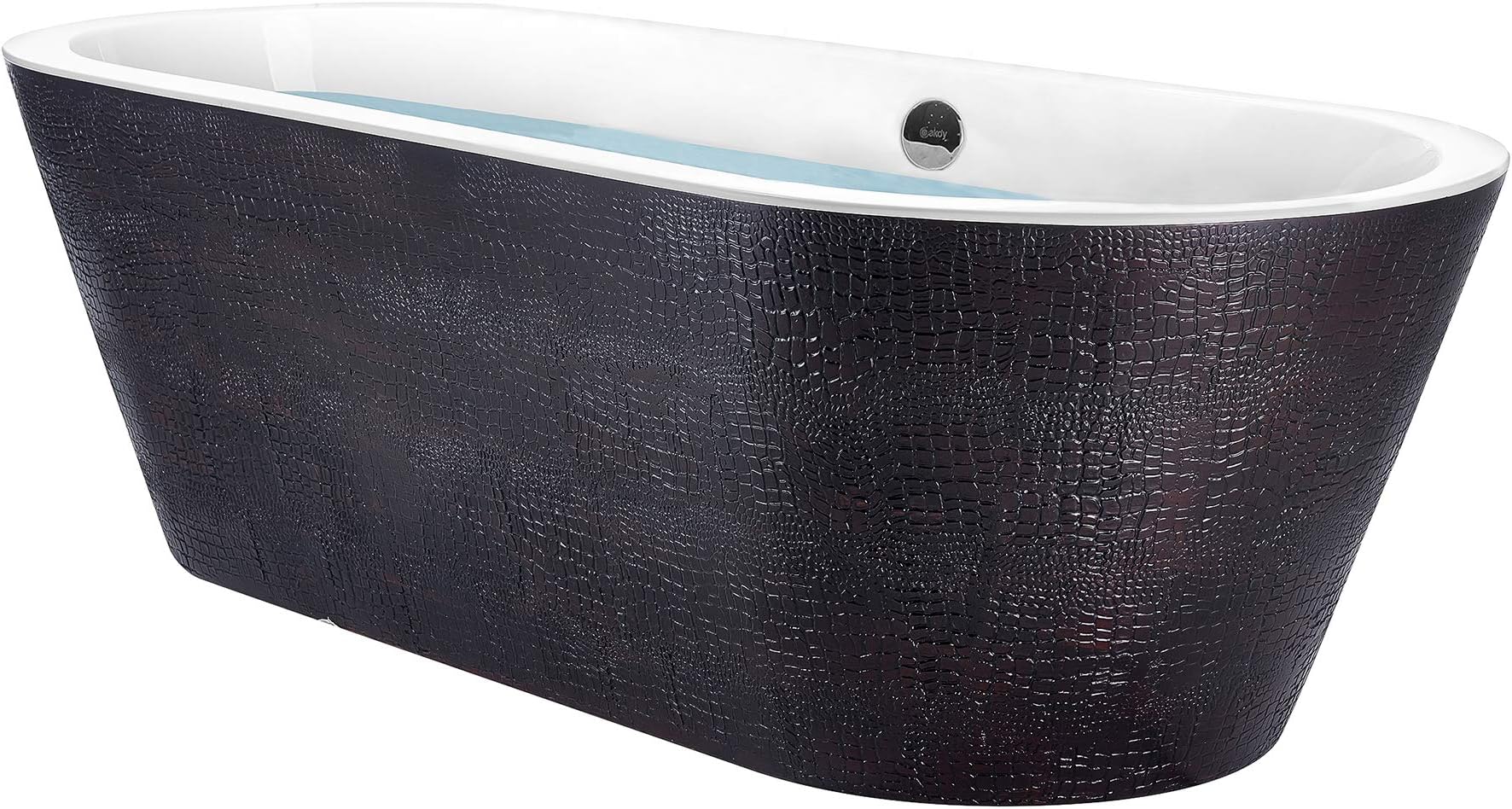 AKDY Freestanding Bathtub – 71 Inch Black & Brown Acrylic Tub For Bathroom – Flat Bottom Stand Alone Bathtub – Modern And Elegant Style – Comfortable Curved Design
