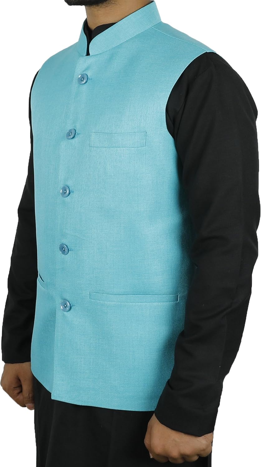 larainbow mens bandhgala modi jacket-blue2
