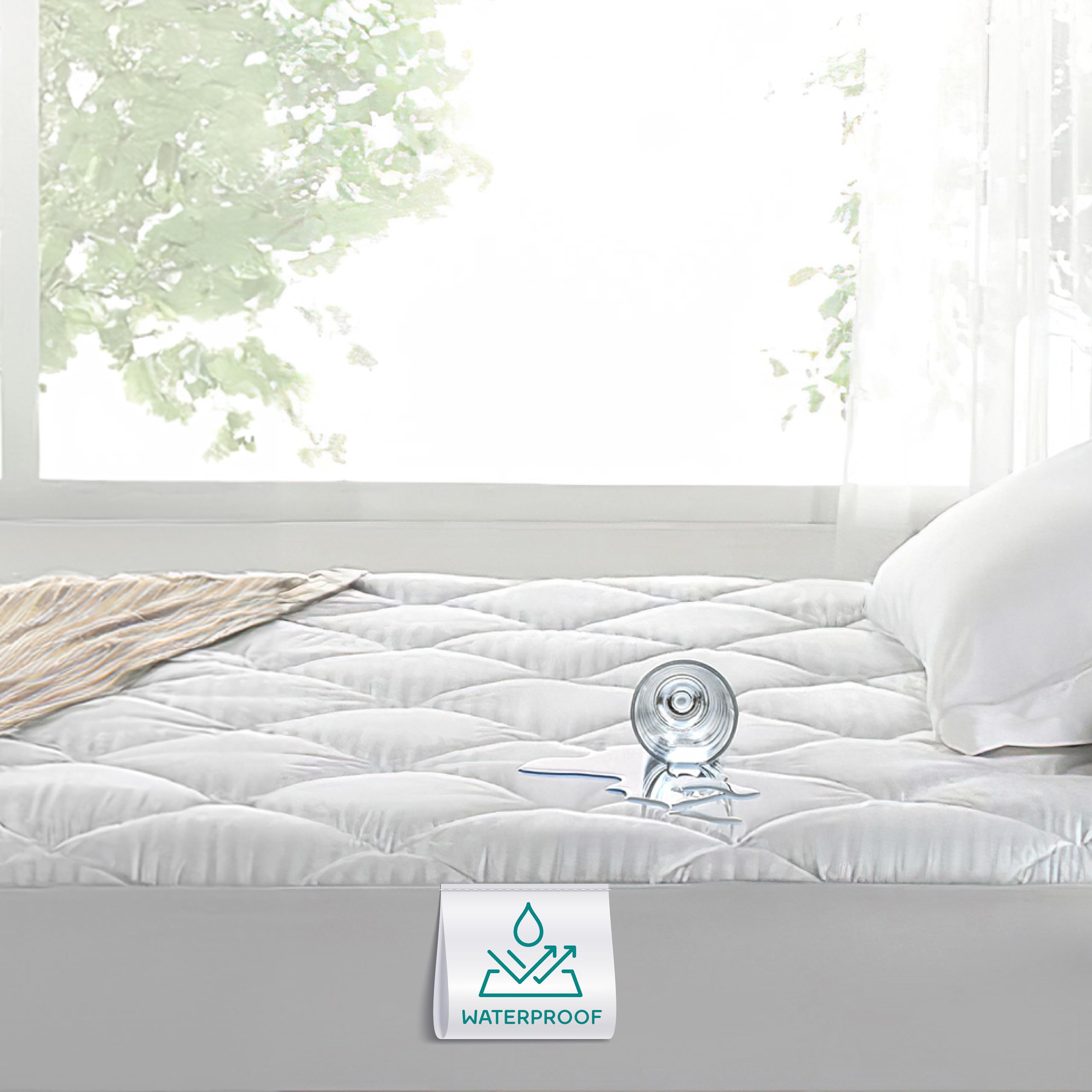 Linens Limited - Waterproof Mattress Protector, King Size, Anti Allergy Quilted Mattress Cover, Snug Fit, Soft and Luxurious, Durable, Easy to Clean