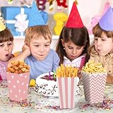 Popcorn Favor Boxes 24Pcs Striped Paper Retro 11.5cm Pink Party Treats view 5