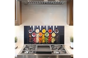DAIFURONGE Tempered Glass Backsplash For Kitchen Behind Stove,Spice Stove Backsplash Top Cover,Easy to Clean Glass Splashback, Sink Cover Splash Guard,Home Kitchen Wall Decor (Art Deco 3, 30"x14"(76.2x35.56cm))
