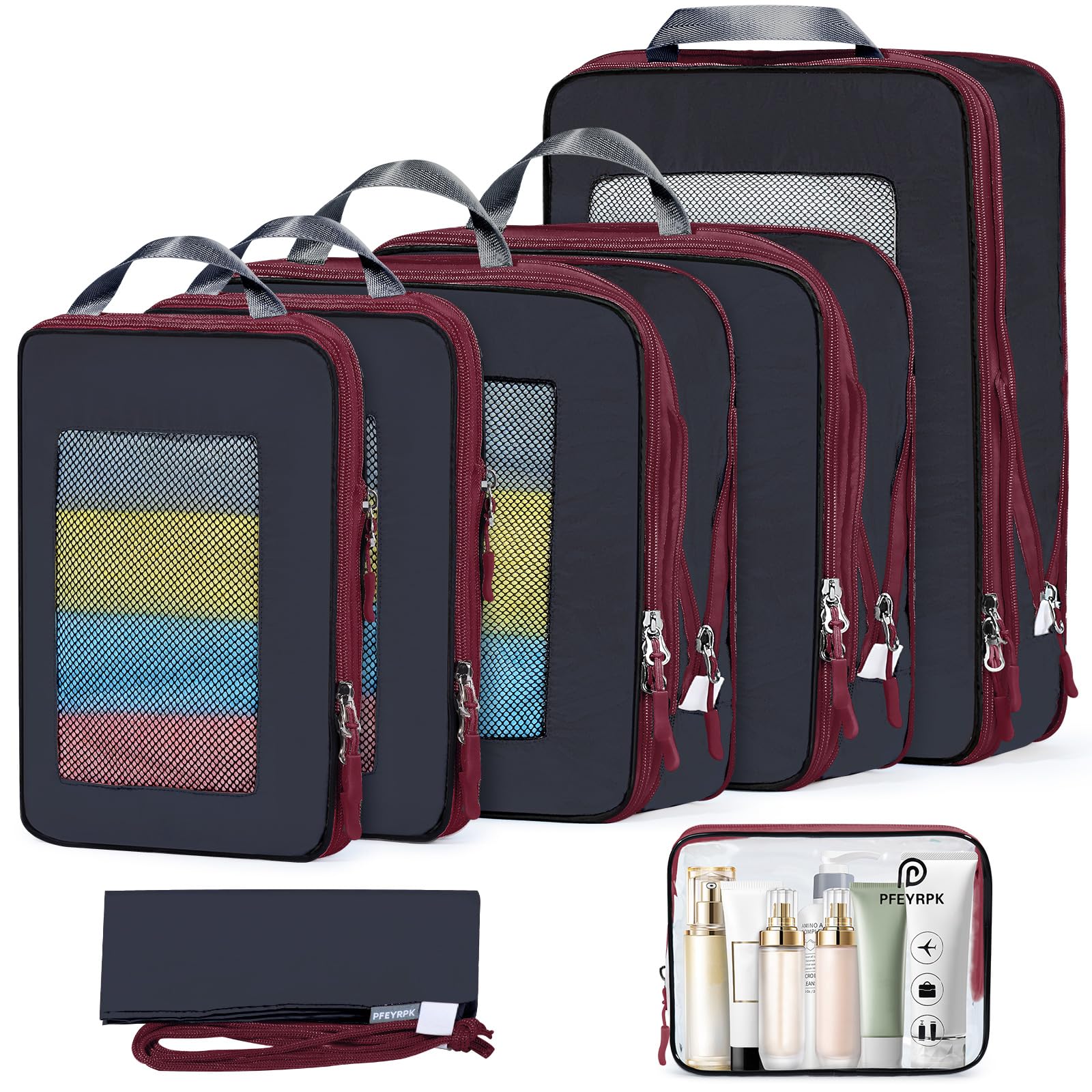 Photo 1 of PFEYRPK 7 Set Compression Packing Cubes Packing Organizer for Travel,Travel Accessories for Carry on Luggage Suitcase Backpack Expandable Organizers(Black)