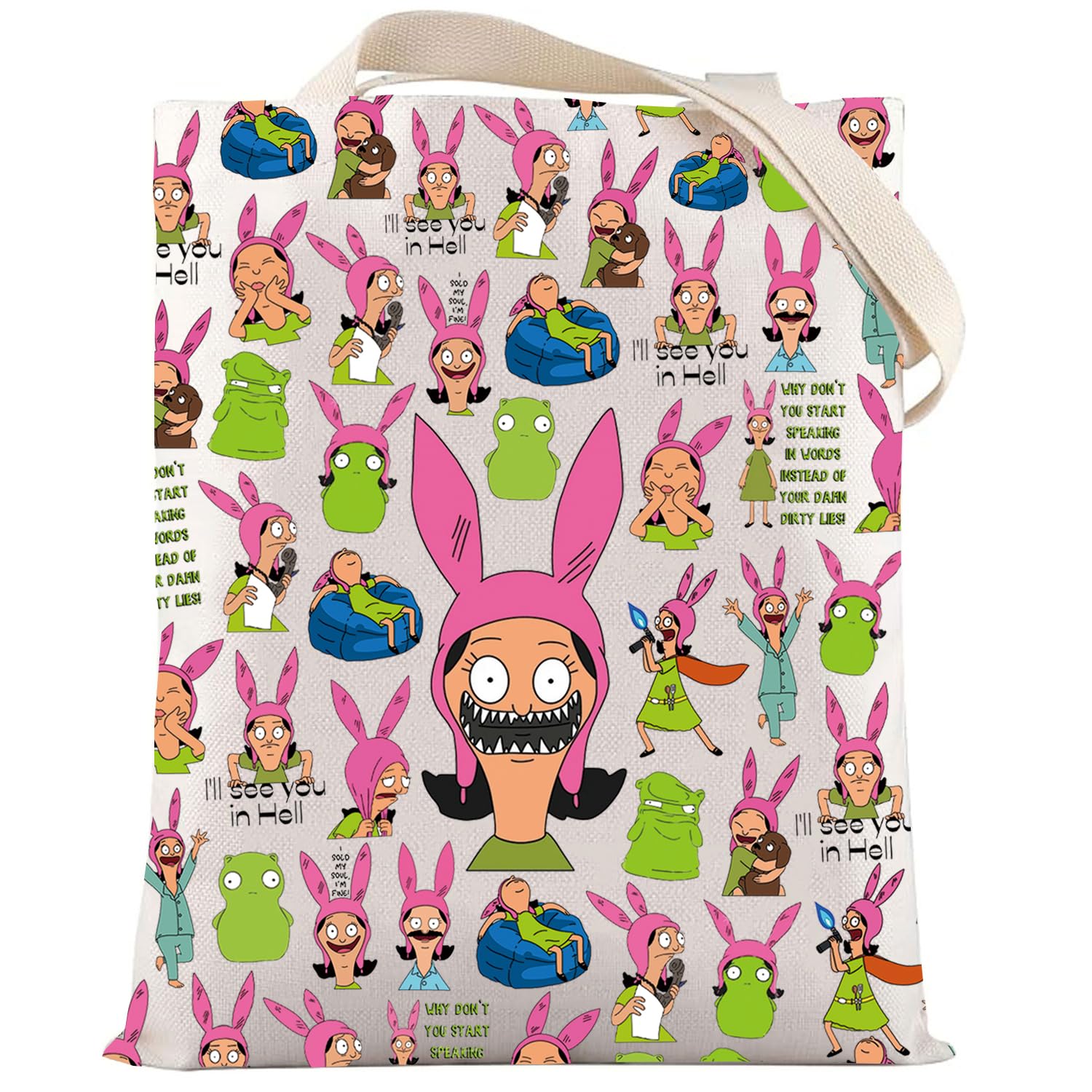 LEVLO Louis Cosmetic Bag Belcher Fans Gift Bob Family Zipper Pouch Bag Louis Cartoon TV Show Merchandise, I'll See You TG