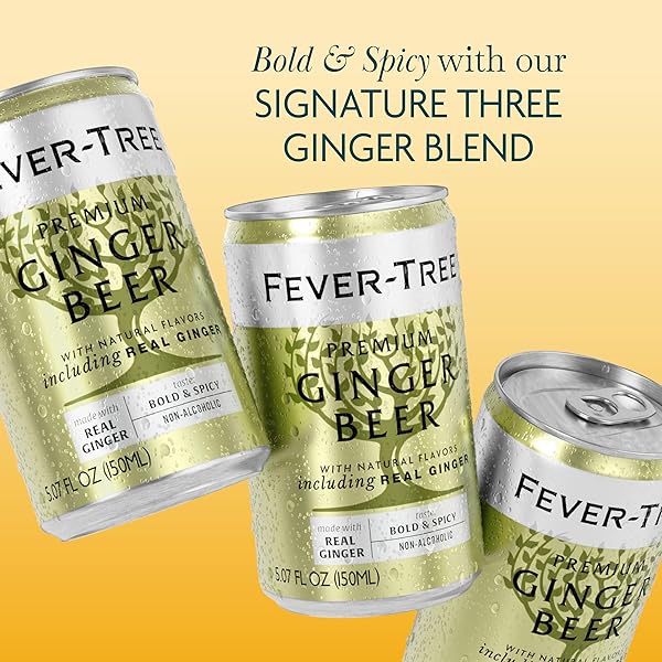 FEVER-TREE GINGER BEER – PREMIUM QUALITY MIXER – REFRESHING BEVERAGE FOR COCKTAILS & MOCKTAILS. NATURALLY SOURCED INGREDIENTS, NO ARTIFICIAL SWEETENERS OR COLORS – 5.1 FL OZ CANS – PACK OF 8