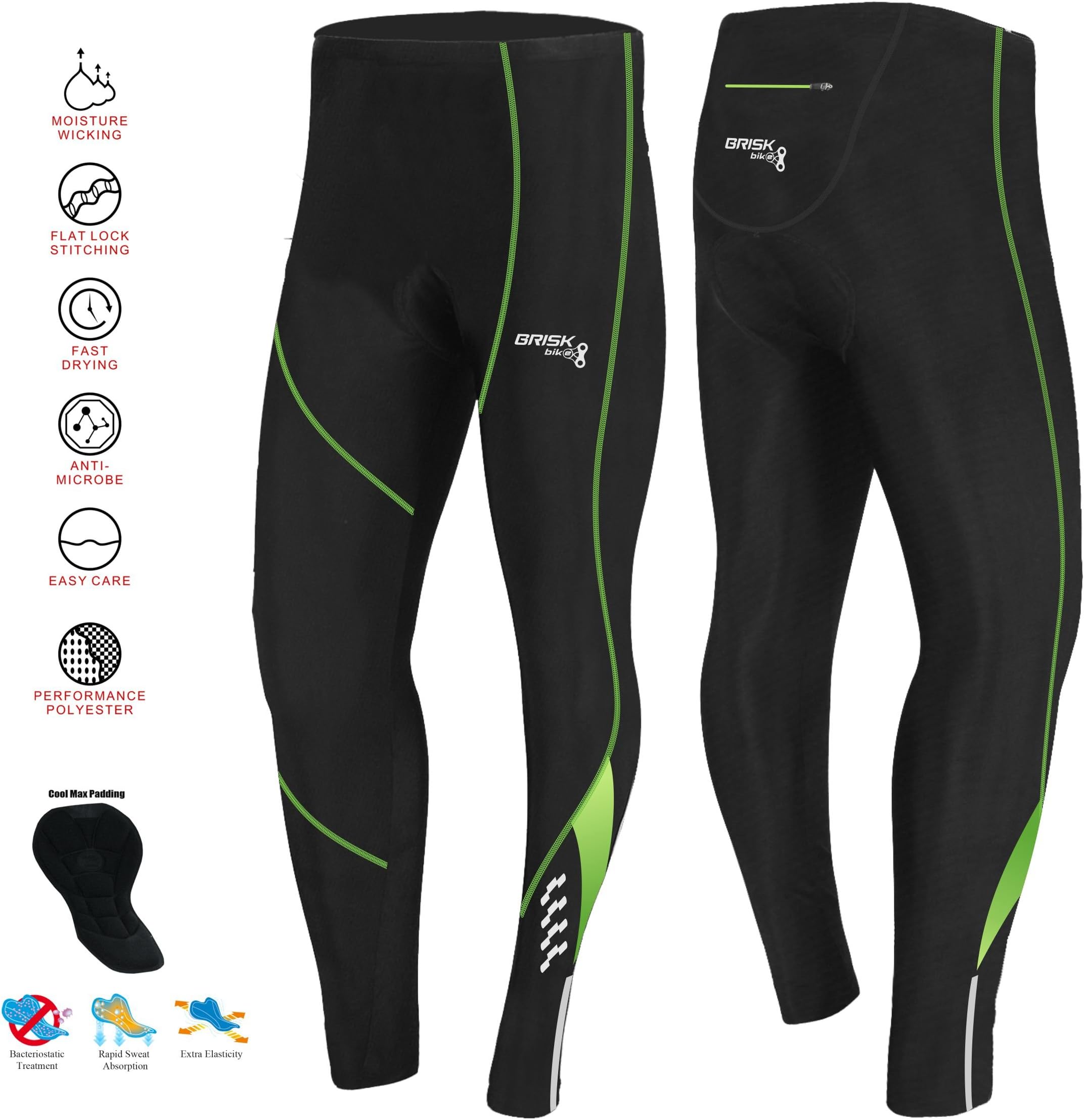 Brisk BikeWomen Padded Cycling Trousers with Cool Gel Padding Inside Cycling Trousers Women Breathable and Lightweight Cycling Tights - Cycling Pants