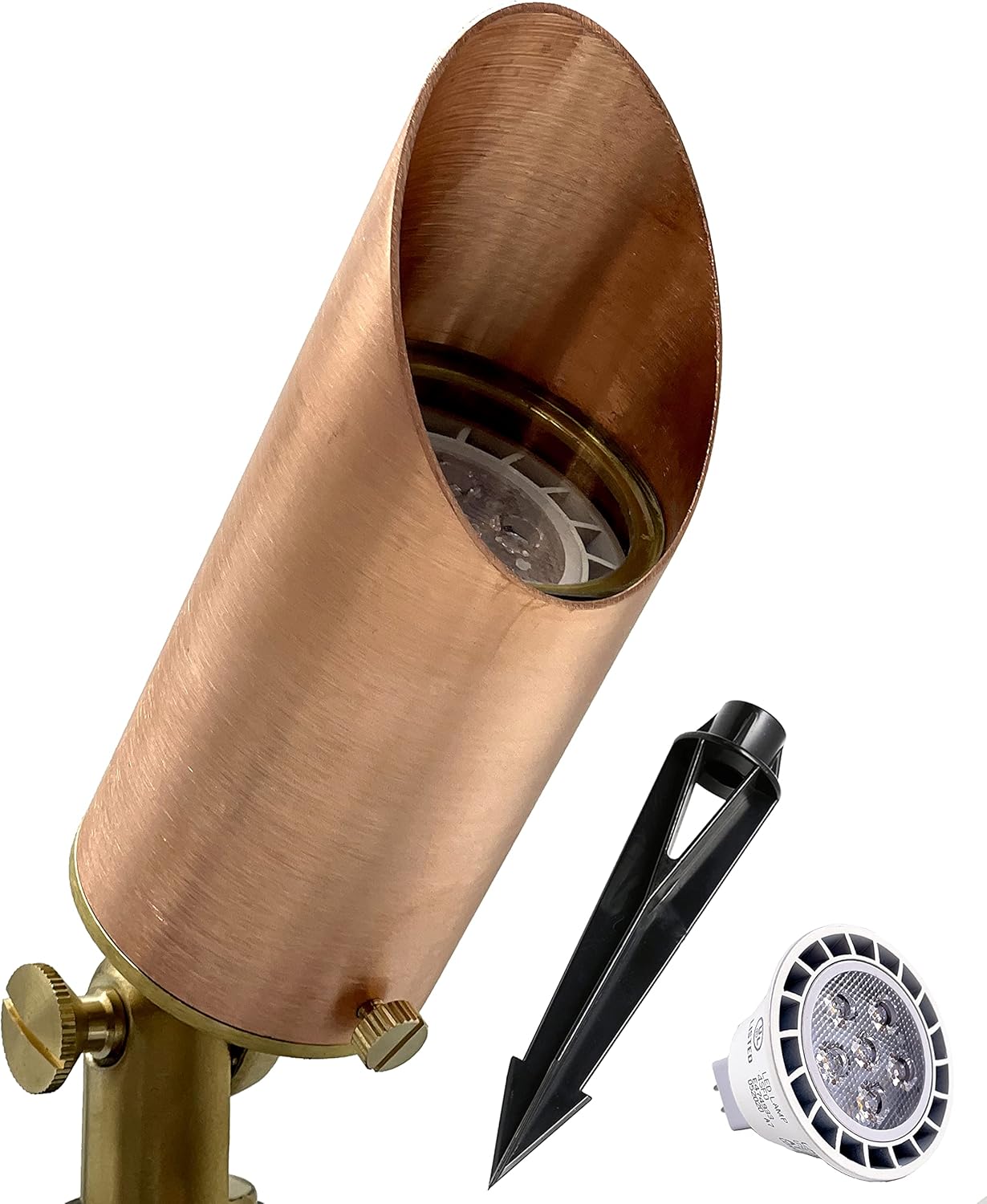 Brass Spot Lights Outdoor LED Landscape Lights – 109 Professional Grade Copper 12V Low Voltage Landscape Lighting with Bulbs 7W; IP 65 Waterproof Metal Up Light for House Pathway Trees Flag Plants - - 