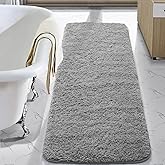 LOCHAS Bathroom Rug Runner 24x60 Inch, Soft Thick Absorbent Microfiber Bath Rugs for Bathroom, Machine Washable, Shaggy Plush Non Slip Bath Mat for Tub, Shower Floor, Quick Dry Mats, Grey