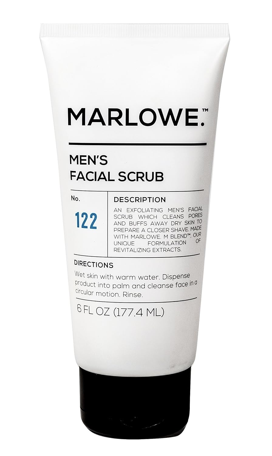 MARLOWE. No. 122 Men's Facial Scrub 6 oz | NEW Improved Formula | Light Daily Exfoliating Face Cleanser | Fresh Sandalwood Scent | Made with Natural Ingredients