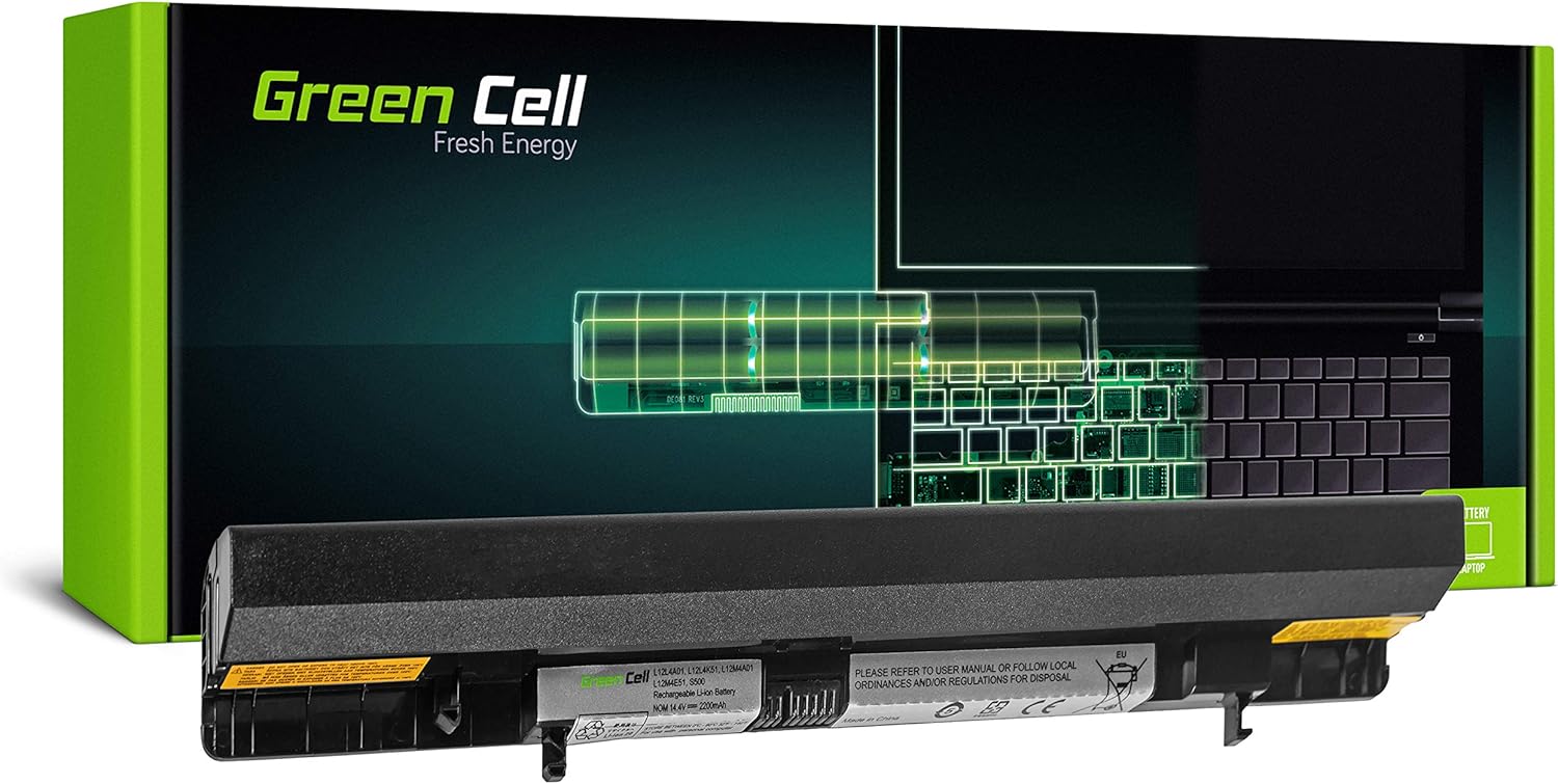 Green Cell Standard Series L12S4A01 Laptop Battery for Lenovo IdeaPad S500 S500 Touch Flex 14 14D 15 15D (4 Cells 2200 mAh 14.4 V Black)