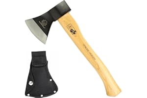 MASTIFF GEARS Wooden Handle Hatchet,Camping Axe, Wood Splitting Axe for Camping, Bush Craft, Hunting, Survival Enthusiast (Ha
