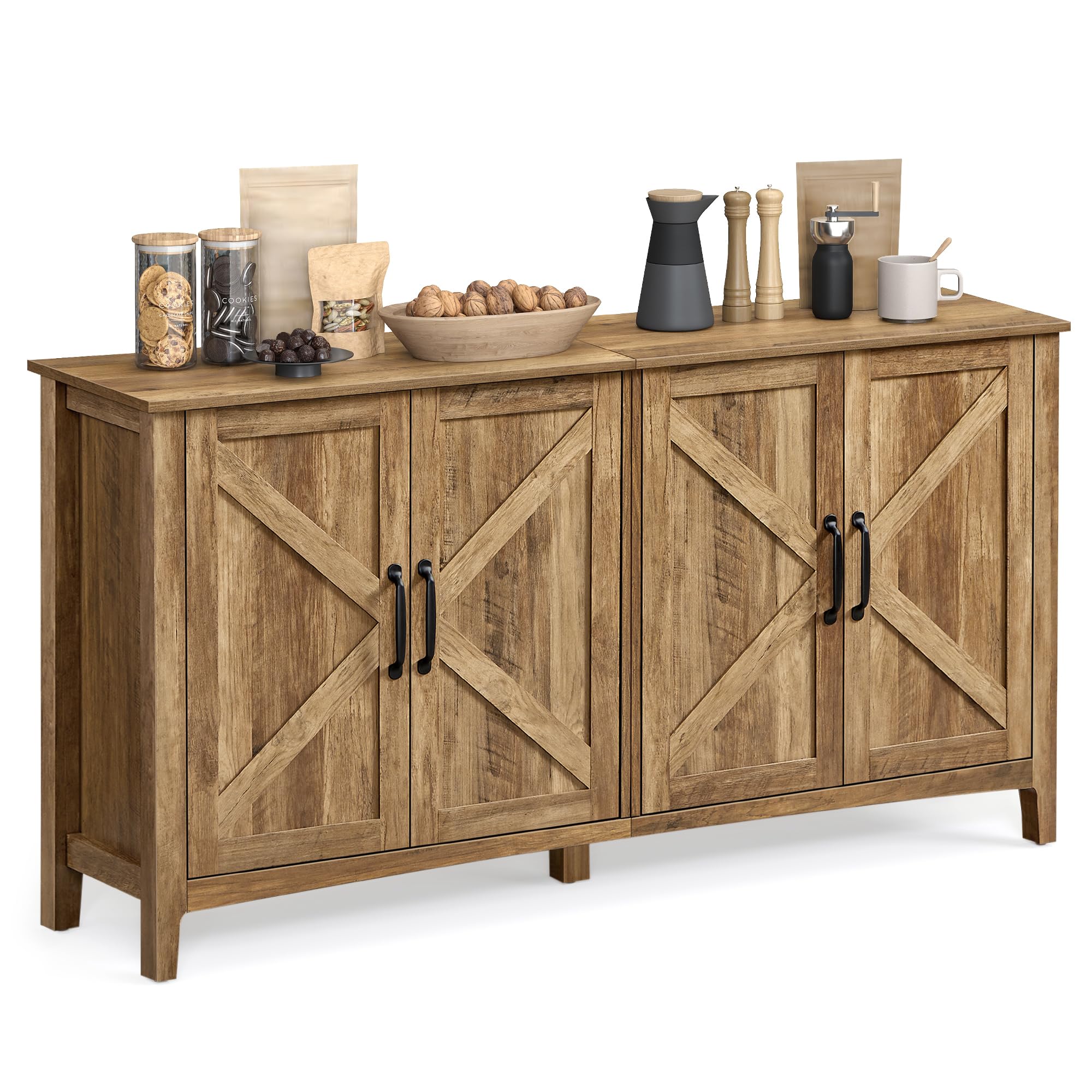 Photo 1 of **ASSEMBLY INSTRUCTIONS INCLUDED** VASAGLE LIRY Collection - Storage Cabinet, Buffet Cabinet, Sideboard, Credenza, with Adjustable Shelves, for Living Room, Entryway, Honey Brown ULSC381T41