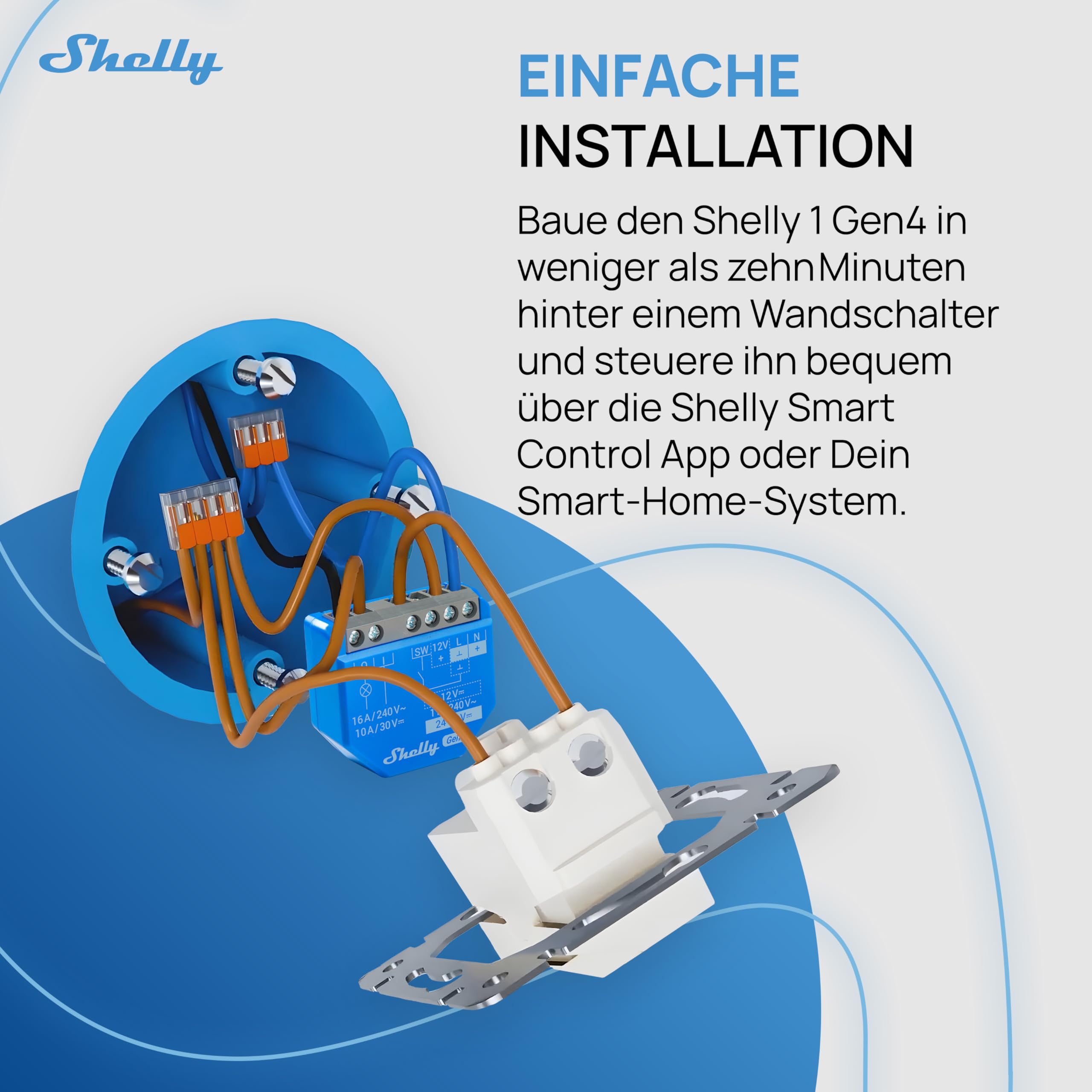 Shelly 1 Gen4 - WLAN Smart Relais Schalter, Potentialfreier Kontakt, 1 Kanal, 16A, Lichtschalter, Garagentoröffner, Smart Home, Zeitschaltuhr, Alexa & Google, Matter, Zigbee, Kein Hub Erforderlich 4