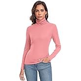 Women's Long Sleeve Casual Lightweight Turtleneck Top Slim Fit Thermal Active Layer Shirts