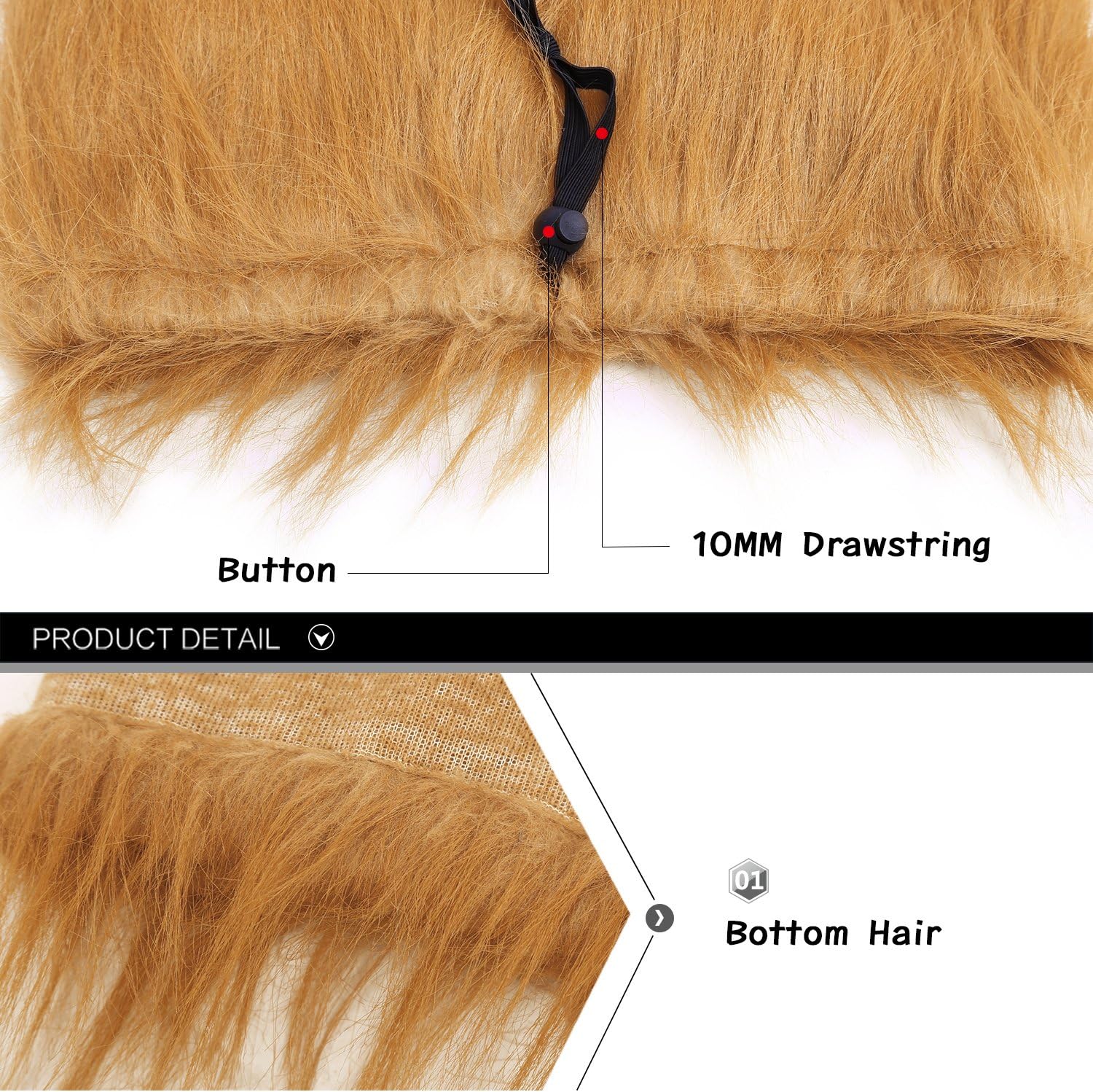 Lion Mane Dog Wig, Durable Brown Synthetic Fiber Comfortable Adjustable Elastic Versatile For Halloween Christmas Parties Photo Shoots - Image 3