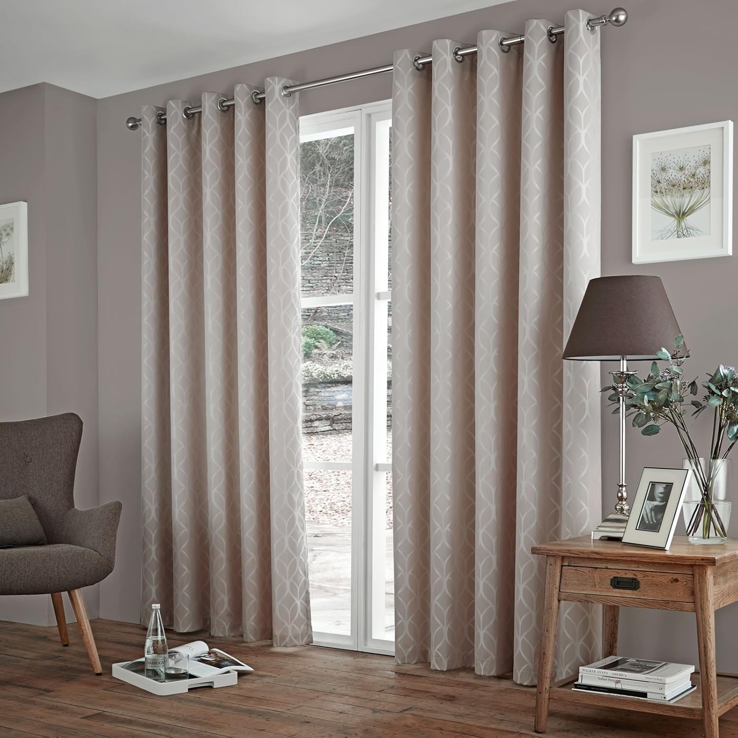 Just Contempo Thermal Jacquard Eyelet Curtains 90 X 90 Inches