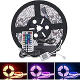 Boomile Led Strip Lights, Waterproof SMD 5050 RGB 16.4Ft 5M 300leds Multi-Color Dimmable Strip Lights Flexible Led Rope Lights with 44key Remote Controller + 12V 5A Power Supply + IR control Box