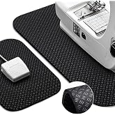 Upgrade 2 Size Sewing Machine Muffling Mat, Double Sided Non-Slip Pedal Pad | 20"x14" &amp; 14"x9", Black Sewing Machine Foot Pedal Mat, Sewing Machine Mat Reduce Vibration &amp; Movement for Quilting Embroidery