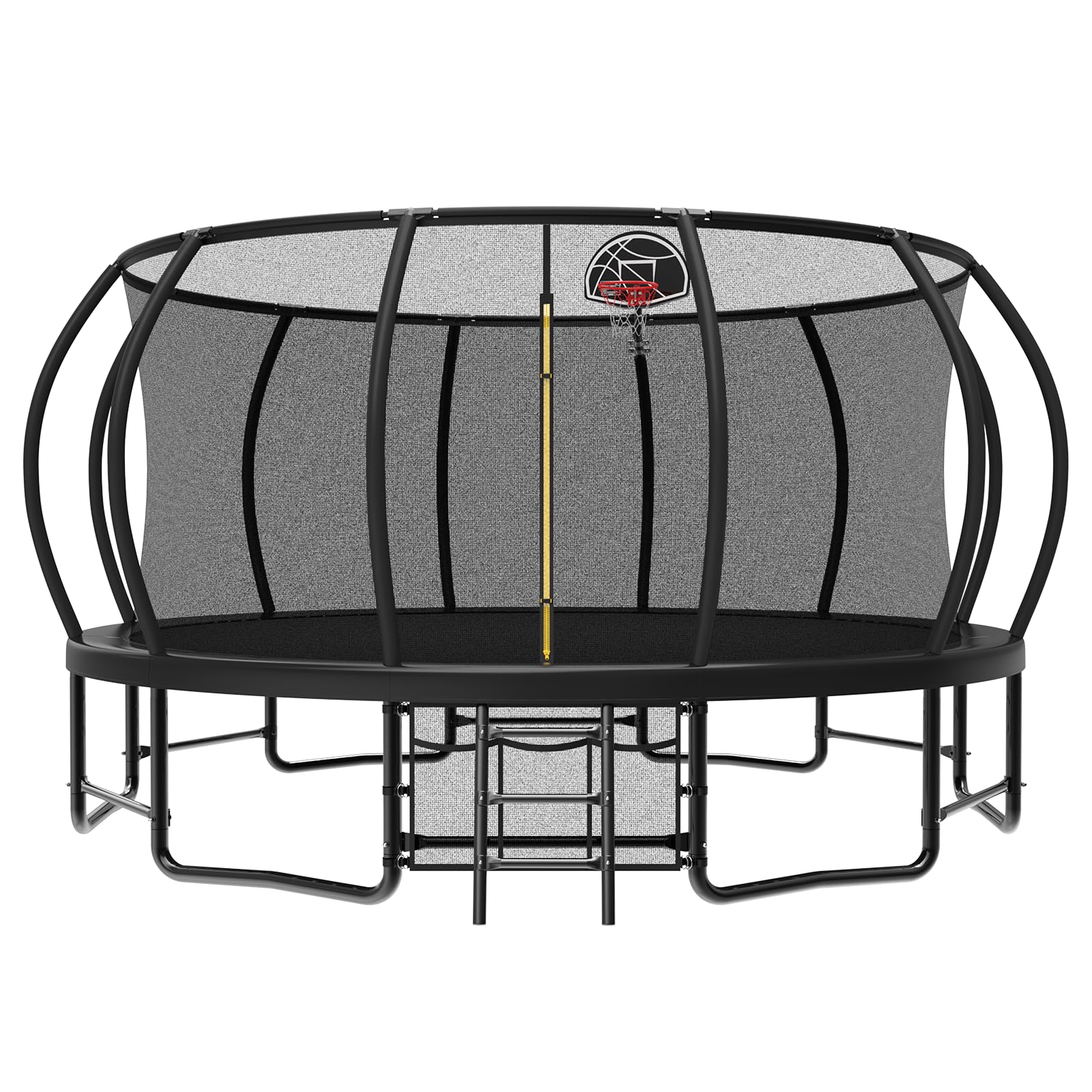 Photo 1 of (PARTIAL SET 1 OF 2)----------------------------------------------Lyromix 16FT Outdoor Trampolines for Kids and Adults, Pumpkin Trampolin with Curved Poles, Recreational Trampolin with Basketball Hoop and Safety Enclosure Net for Kids and Adults