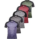 [5 Pack] Men’s Workout Short Sleeve Dry Fit T Shirts Quick Dry Active Athletic Crewneck Running Gym Moisture Wicking Tee Tops