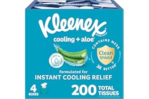 Kleenex Cooling + Aloe Facial Tissues, 4 Cube Boxes, 50 Tissues Per Box, 2-Ply