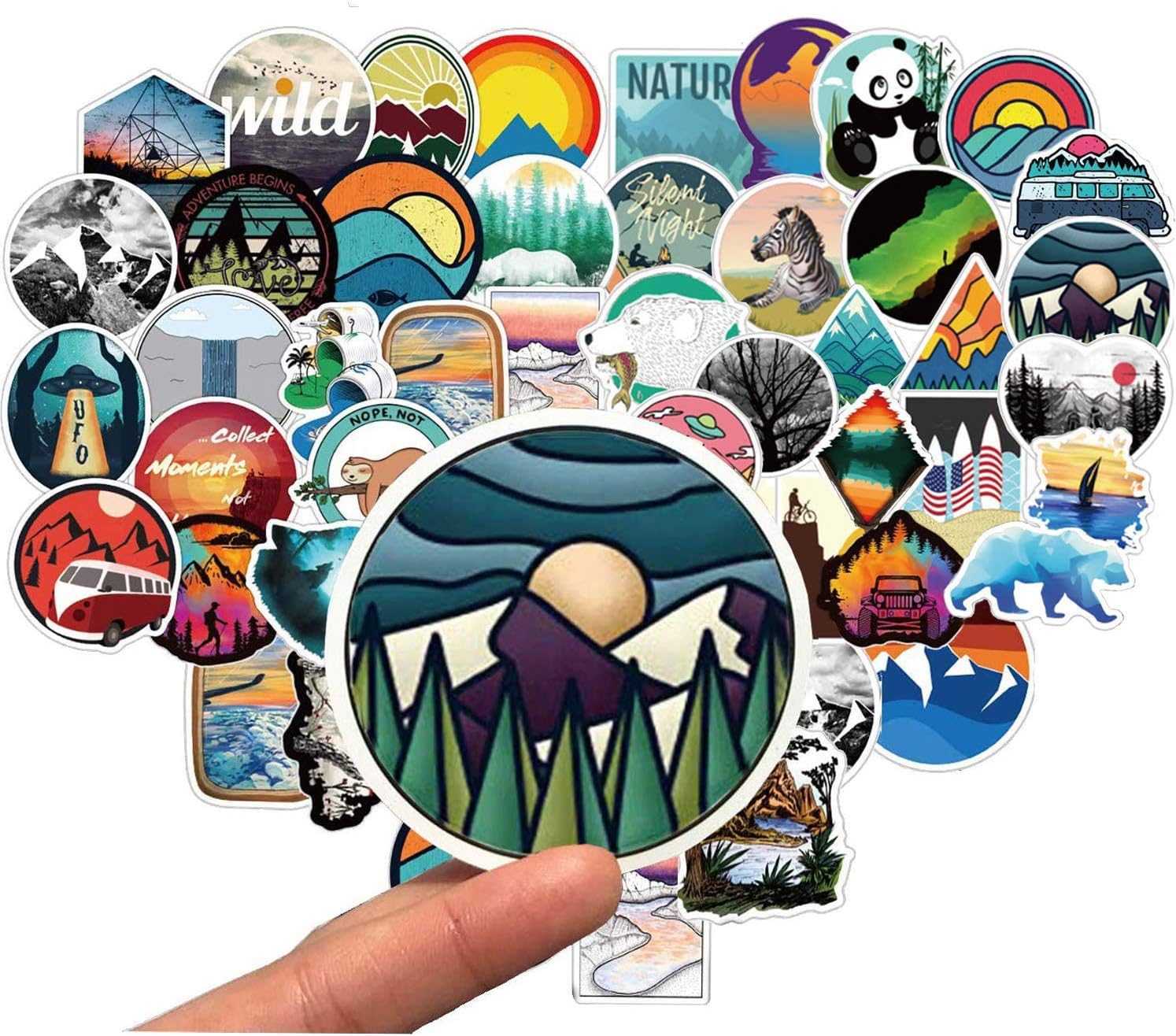 Wilderness Nature Stickers 100-Pack,Gdaya Waterproof Vinyl Stickers Decals for Water Bottle Motorcycle Bicycle Skateboard Luggage Laptop,Computer,Phone,Travel,Extra Durable