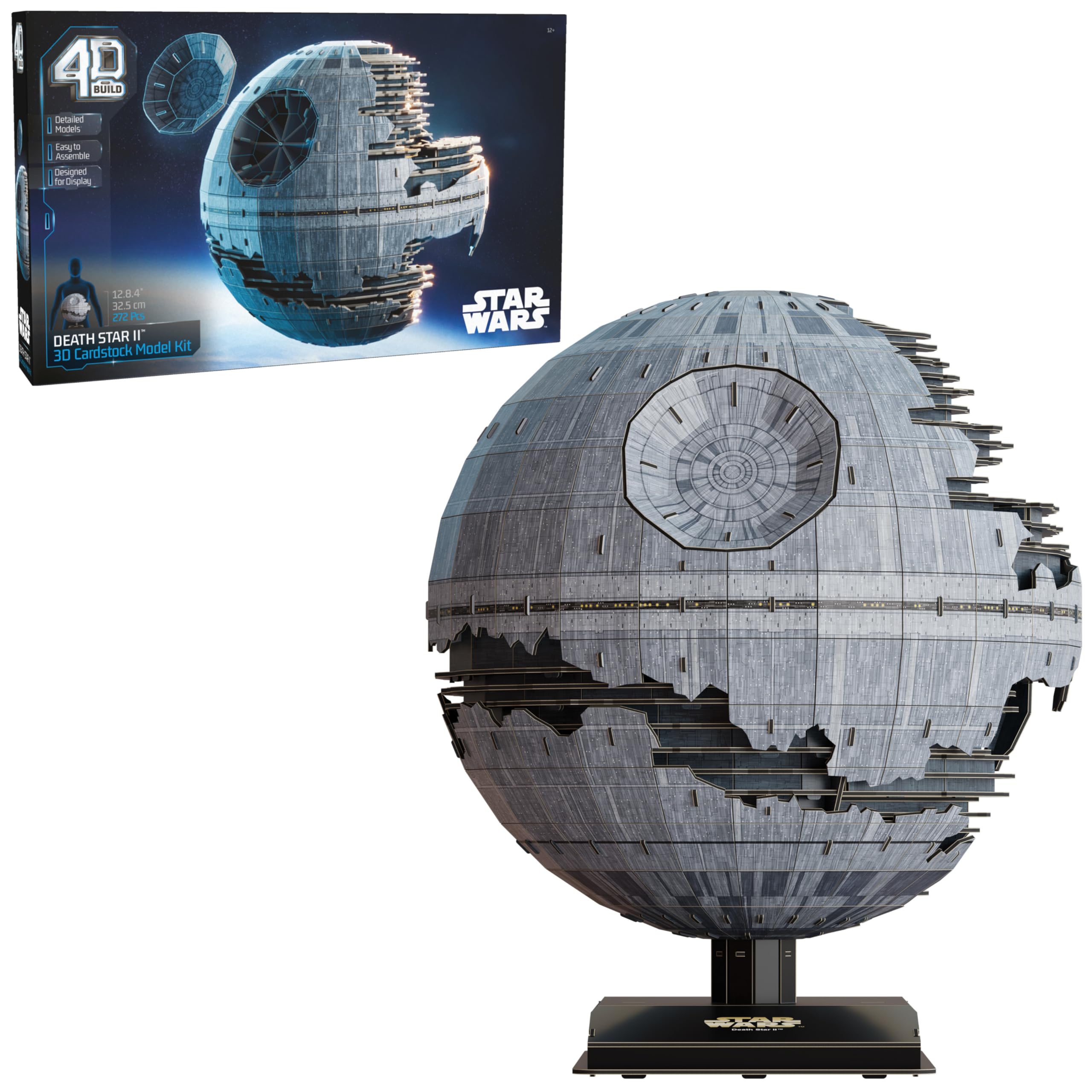 4D Build Star Wars Deluxe Death Star II Cardstock 3D Model Kit, Star Wars Gifts, Desk Décor for Fans & Collectors, 272 Pieces, 3D Puzzles, Gift Ideas for Ages 12 & Up