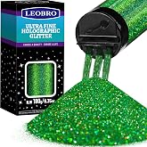 LEOBRO Green Glitter, 180G/6.35OZ Holographic Fine Glitter for Crafts, Resin, Tumblers, DIY Arts and Crafts