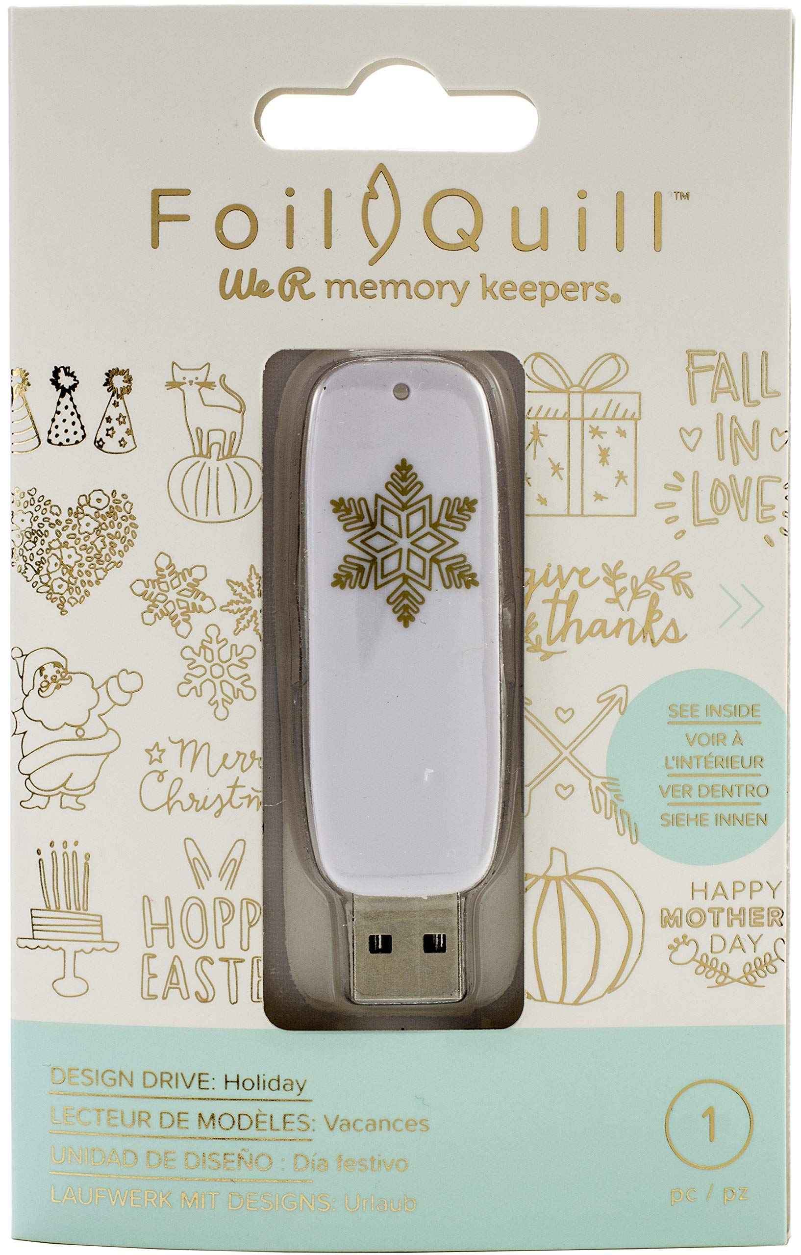 We R Memory Keepers We Foil Quill USB Art Design Drive, Holiday, with 200 Themed Phrases and Images, White, One size