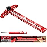 Saker Woodworking Scriber Marking Line Ruler,Aluminum Alloy T-Square | Adjustable Multi-Angle Scale, Precision Layout Tool for Woodworking, Carpentry &amp; DIY Design
