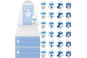 Lot de 24 mini ours en résine - Cadeaux de Noël - Figurines d'ours polaires - Cartes de câlin - Micro paysage - Cadeau de rem