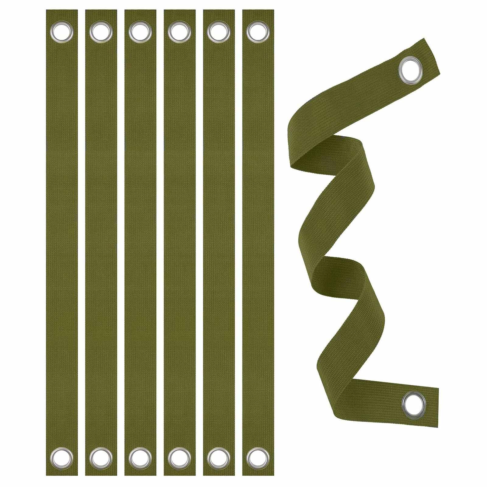 6 Pack of 16 Inch Tree Straps/Tree Ties with Grommets for Guying or Staking of Young Tree and Plant Supports, Helping Newly Planted Saplings Cope with Hurricanes (Green)