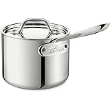 All-Clad Stainless Steel Sauce Pan with Lid Cookware, 2-Quart, Silver,4202