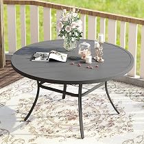 60 round patio table with umbrella hole VICLLAX 60" Outdoor for Lawn Garden, All Weather Metal Round Patio Dining Table Adjustable Hole, Outdoor Table for 8-10 Person, Black Tabletop : Patio, Lawn & Crafted with a premium powder Berkeley 60" Round Tulip Dining