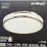 artika Hemisphere LED Flush Mount Ceiling Light, 14.94 x 14.94 x 3.07 Inches, Dimmable, 2500 Lumens, 5 Selectable Light Colors.