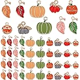 PH PandaHall 60pcs 10 Styles Pumpkin Charms, 3D Halloween Pumpkin Pendants Alloy Vegetable Leaf Charms Dangle Metal Pendants for Thanksgiving Fall Wearing Jewelry Earring Making DIY Crafts