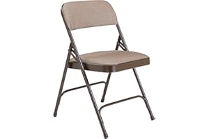 National Public Seating (4 Pack) NPS® 2200 Series Deluxe Fabric Upholstered Double Hinge Premium Folding Chair, Russet Walnut
