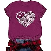 Women's Vintage Adventure Awaits Graphic Tee, Kindness Heart Mountain Nature Shirt for Hiking Travel Workout Tops