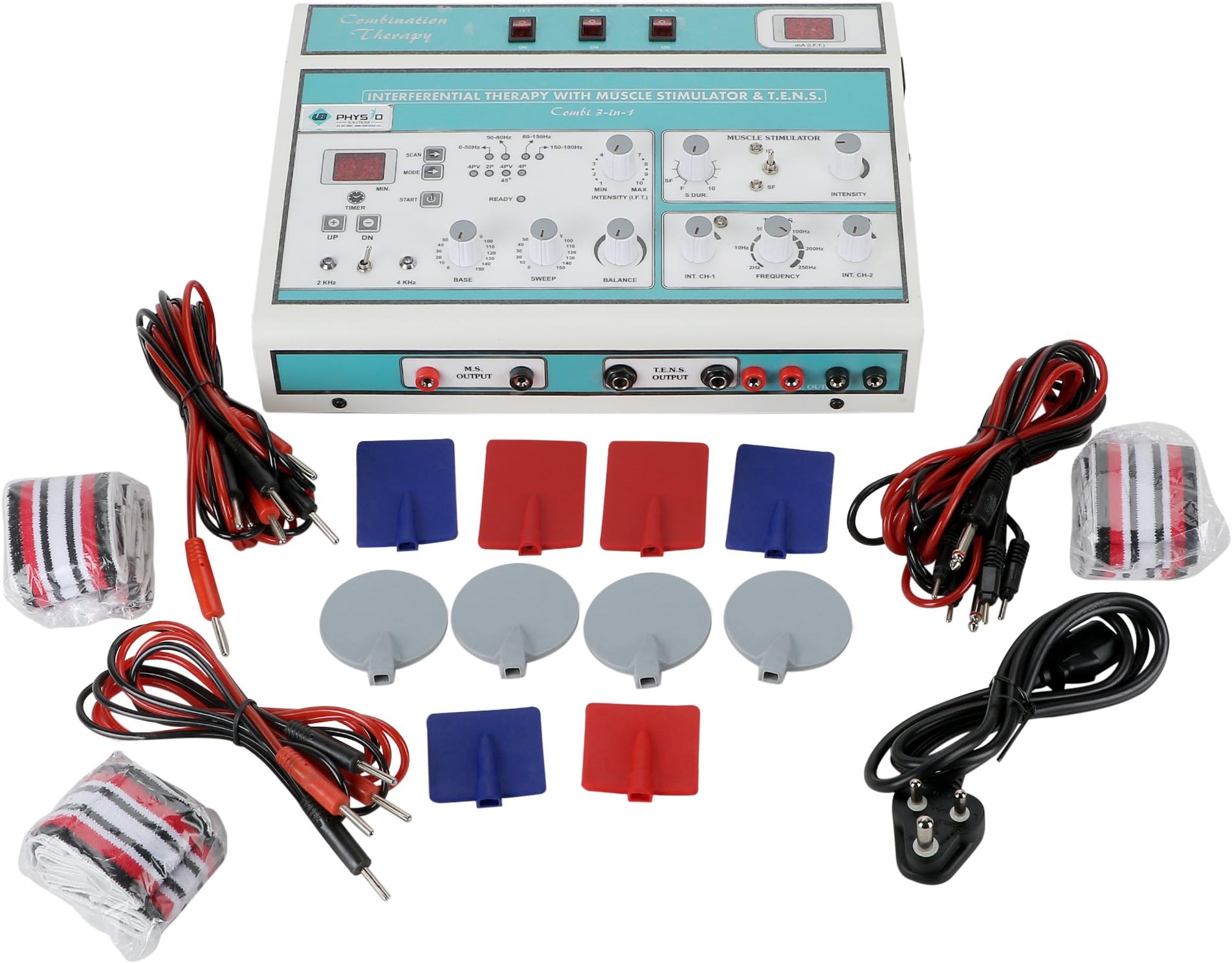 UB PHYSIO SOLUTIONS Physio Therapy Electro Combination IFT+MS+TENS (Manual) (Interferential Therapy+Muscle Stimulator+Transcutaneous Electrical Nerve Stimulation)