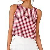 IDEALSANXUN Womens Gingham Crop Tank Tops 2026 Spring Summer Sleeveless Vest Top