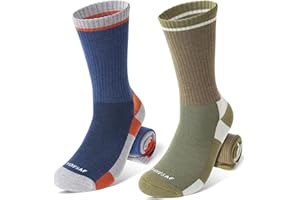 TENYSAF Wool Hiking Socks for Men - Women Lightweight Crew Merino Wool Socks with Cushion for Camping Hunting Work,4 pack