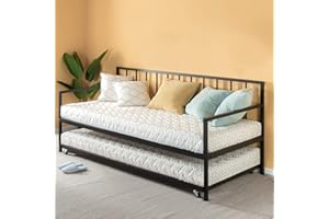 ZINUS Eden Metal Daybed with Trundle, Mattress Foundation with Steel Slat Support, Easy Assembly, Twin