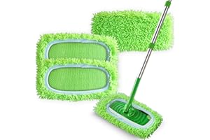 3 Pack Reusable Microfiber Mop Pads Compatible with Swiffer Sweeper, Washable Dry Sweeping Cloths and Wet Mopping Pad Refills