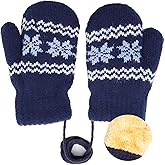 Bawnhaw Baby Warm Knit Mittens Winter Toddler Gloves for Kids Girls Boys, Cute Soft Elastic Thick Lined in Cold Weather