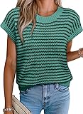 EVALESS Women's Cap Sleeve Sweaters Vest Round Neck