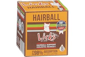 Licks Pill Free Cat Hairball Support - Cat Grooming Supplies Remedy - Beeswax & Cod Liver Oil Hairball Control - Skin Supplement - Gel Packets - 30 Use