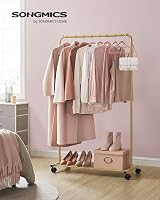 Songmics Clothes Rack on Wheels 91 cm Long with Shelf Gold HSR025A01 view 2